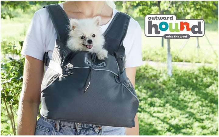 Outward Hound PupPak Tragetasche für Hunde, Grösse S, Grau PupPak Frontträger L 30 x B 18 x H 28 cm