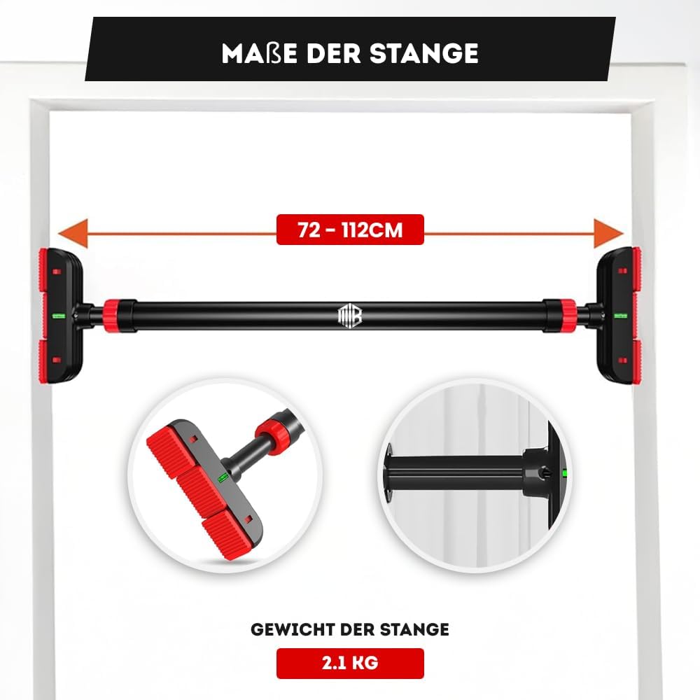 Multifunktionale Klimmzugstange ohne Schrauben und zusammenklappbar, Belastung 200 kg, Pull Up Bar z
