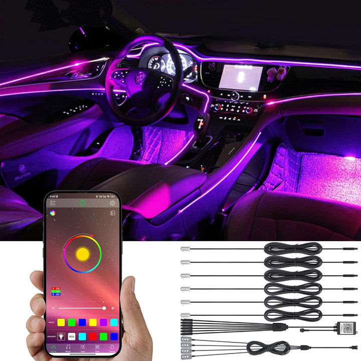 TABEN Autoinnendekoration Atmosphärenlicht APP Steuerung + Heller Fussraum Autoinnenbeleuchtungsset