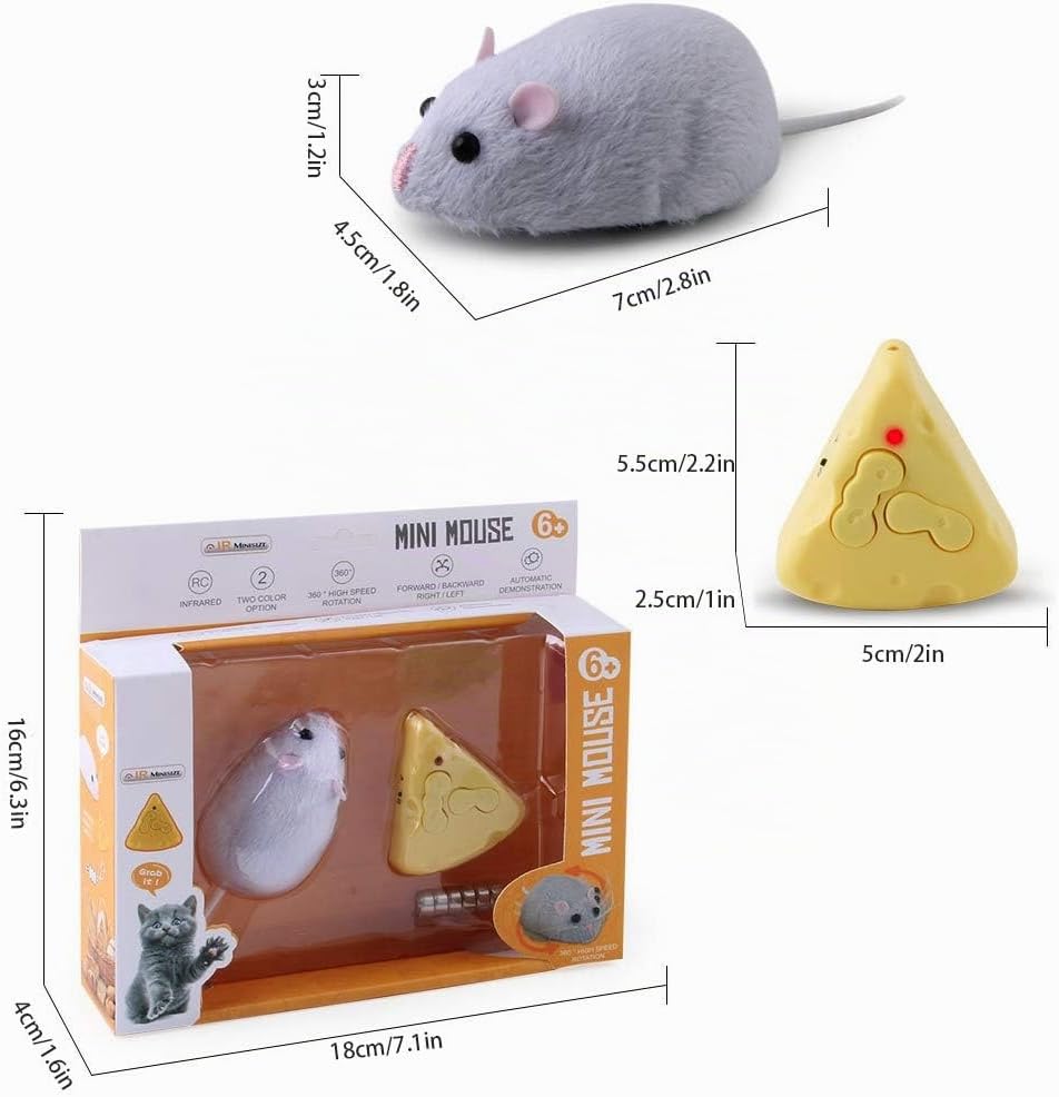 Maus mit Fernbedienung Katzen, Plüsch, elektrisch, mit Fernbedienung Käse, Katzenspielzeug