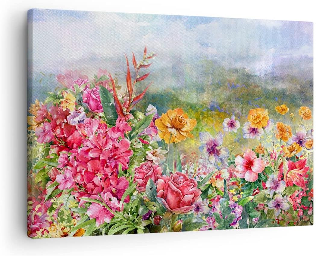 Bilder auf Leinwand blume sommer natur Leinwandbild mit Rahmen 70x50cm Wandbilder Dekoration Wohnzim