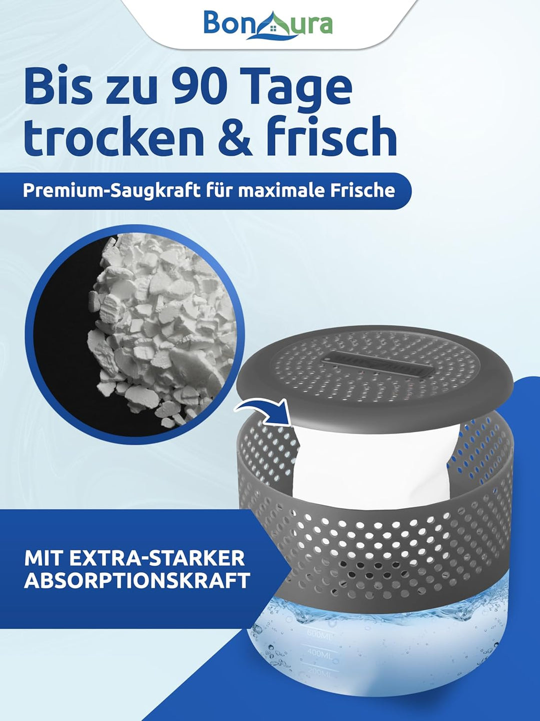 BonAura® Luftentfeuchter Nachfüllpack 12 x 400g - Mittleres Sparset Luftentfeuchter Granulat - 12er