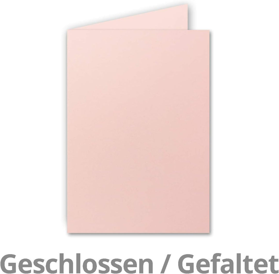 50x Faltkarten Set DIN A6/C6 mit Brief-Umschlägen in Rosa - inklusive Einleger - 14,8 x 10,5 cm - Pr