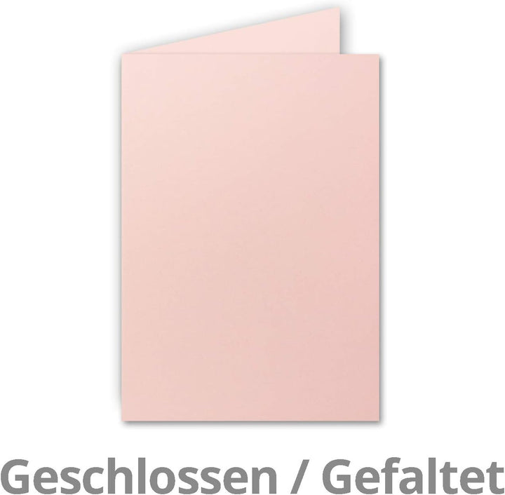 50x Faltkarten Set DIN A6/C6 mit Brief-Umschlägen in Rosa - inklusive Einleger - 14,8 x 10,5 cm - Pr