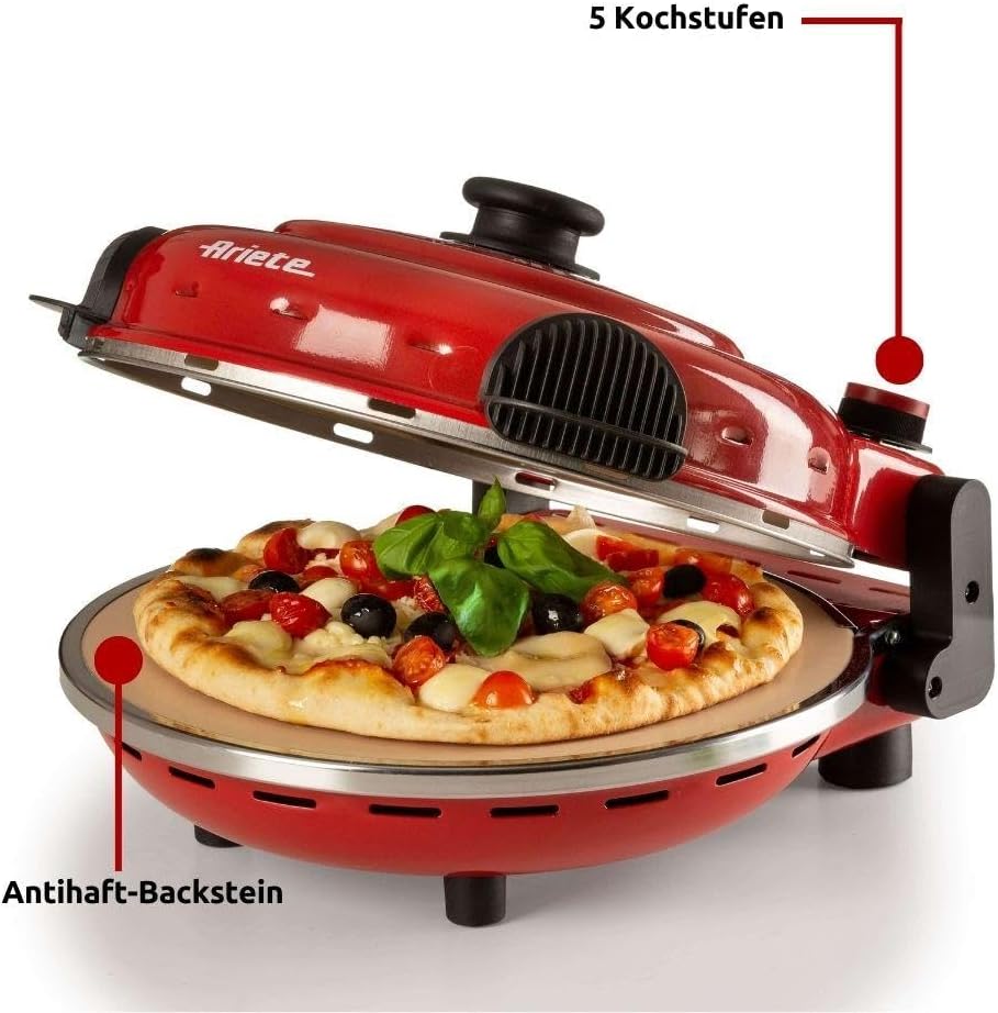 Ariete 919 Pizza in 4 Minuten, Pizzaofen, 400 Grad, backt in 4 Minuten, Schamottstein 32 cm Durchmes