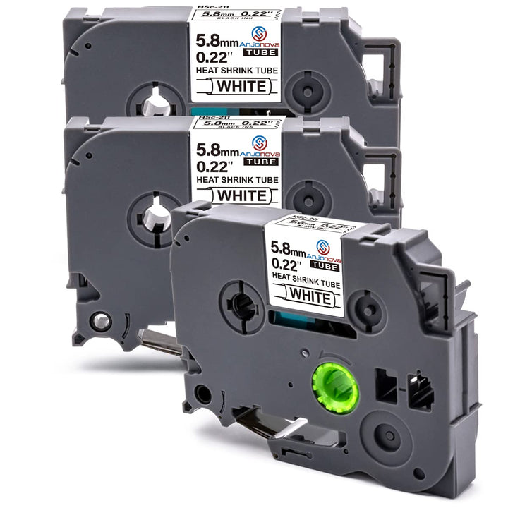 3X Kompatibel mit Brother P-Touch Schrumpfschlauch Hse-211 Hse211 5,8mm Schwarz auf Weiss Etikettenb