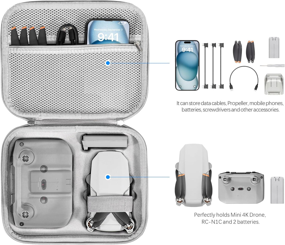 FPVtosky Mini 4K Tasche Kompakter Koffer für DJI Mini 2 SE/4K Drohne Zubehör Tragetasche Mit Steuerk