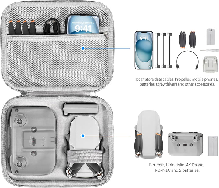 FPVtosky Mini 4K Tasche Kompakter Koffer für DJI Mini 2 SE/4K Drohne Zubehör Tragetasche Mit Steuerk