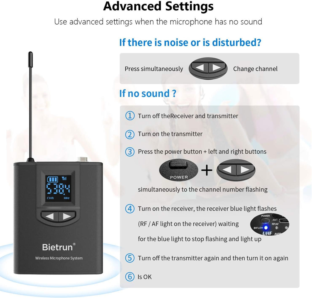 UHF Wireless Lavalier Lapel Microphone System, Kabelloses Lavalier-Mikrofon, Headset Mic, Interview