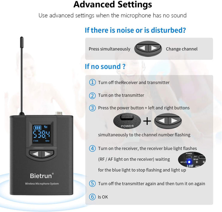 UHF Wireless Lavalier Lapel Microphone System, Kabelloses Lavalier-Mikrofon, Headset Mic, Interview