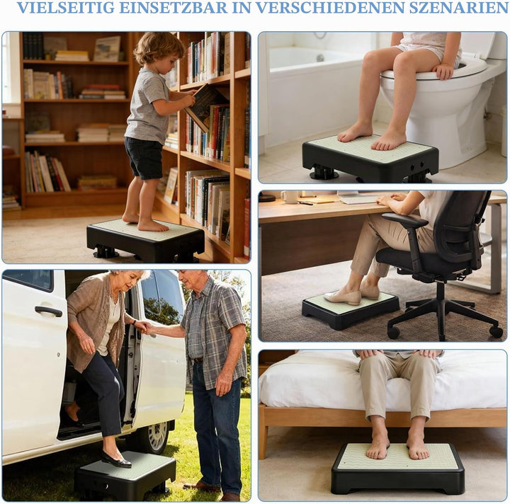 Rutschfest Trittstufe, Nachleuchtende Tritthocker mit 3-Stufig Höhenverstellbar & Max.250kg Belastba