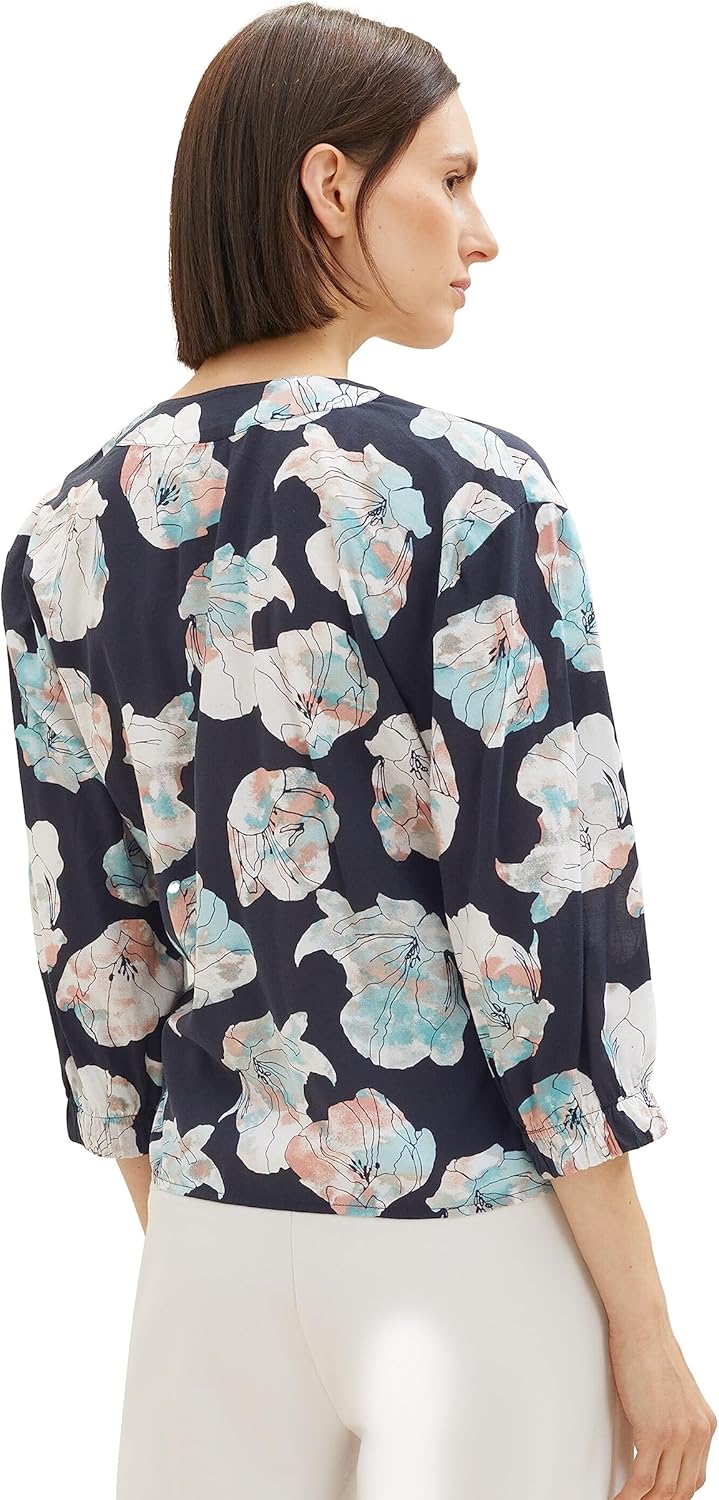 TOM TAILOR Damen Wickelbluse mit Blumen-Muster 38 32413-tie Dye Flower Design, 38 32413-tie Dye Flow
