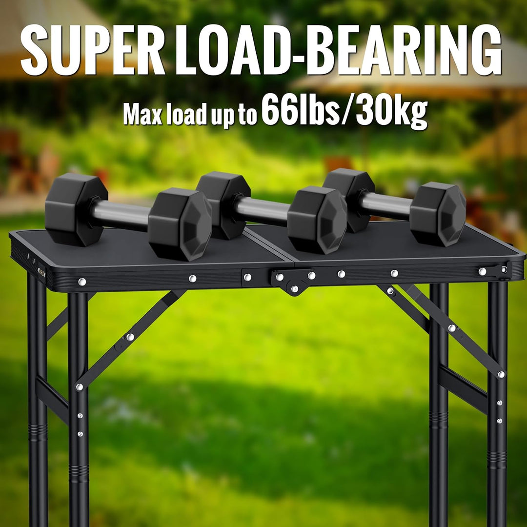 GARLLEN Klappbarer Campingtisch, 60x40cm mit 3 Höhenverstellbar(27/51/75cm), Stabiler Tragbar Klappt