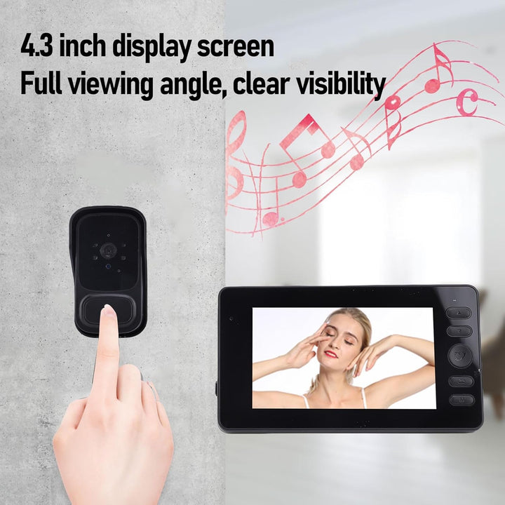 Video Türklingel, 2,4 GHz 4,3 Zoll IPS Bildschirm Kabellose Türklingel Kamera Zwei Wege Gespräch, Ei