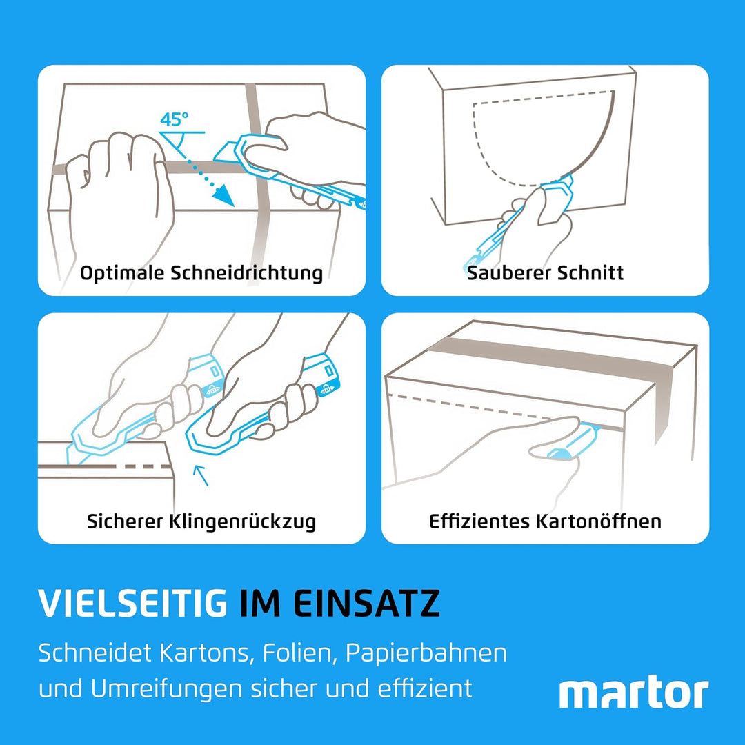 MARTOR Cuttermesser SECUPRO 425 I Sicherheitsmesser mit Zangengriff und automatischem Klingeneinzug