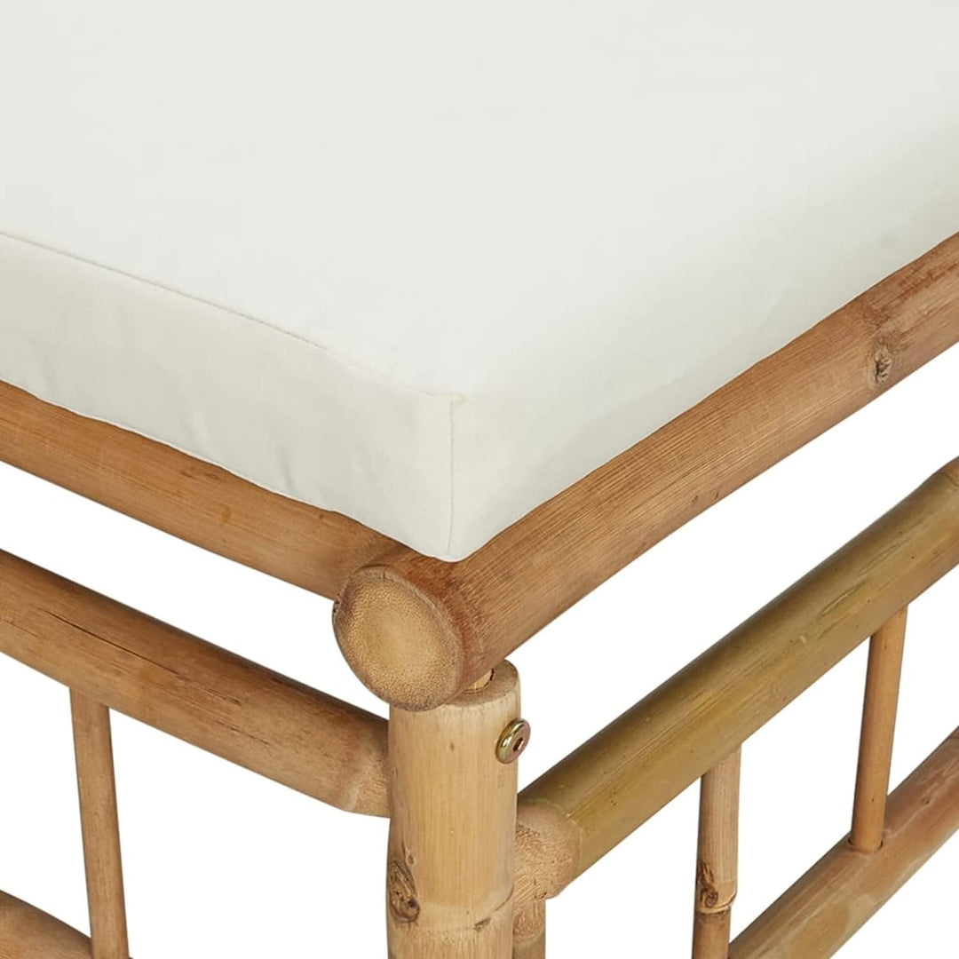 Tidyard 2 STK. Ecksofa Gartensofa Lounge Einzelsofa mit Kissen Gartenmöbel Bambus 2x Eckteil Creme,