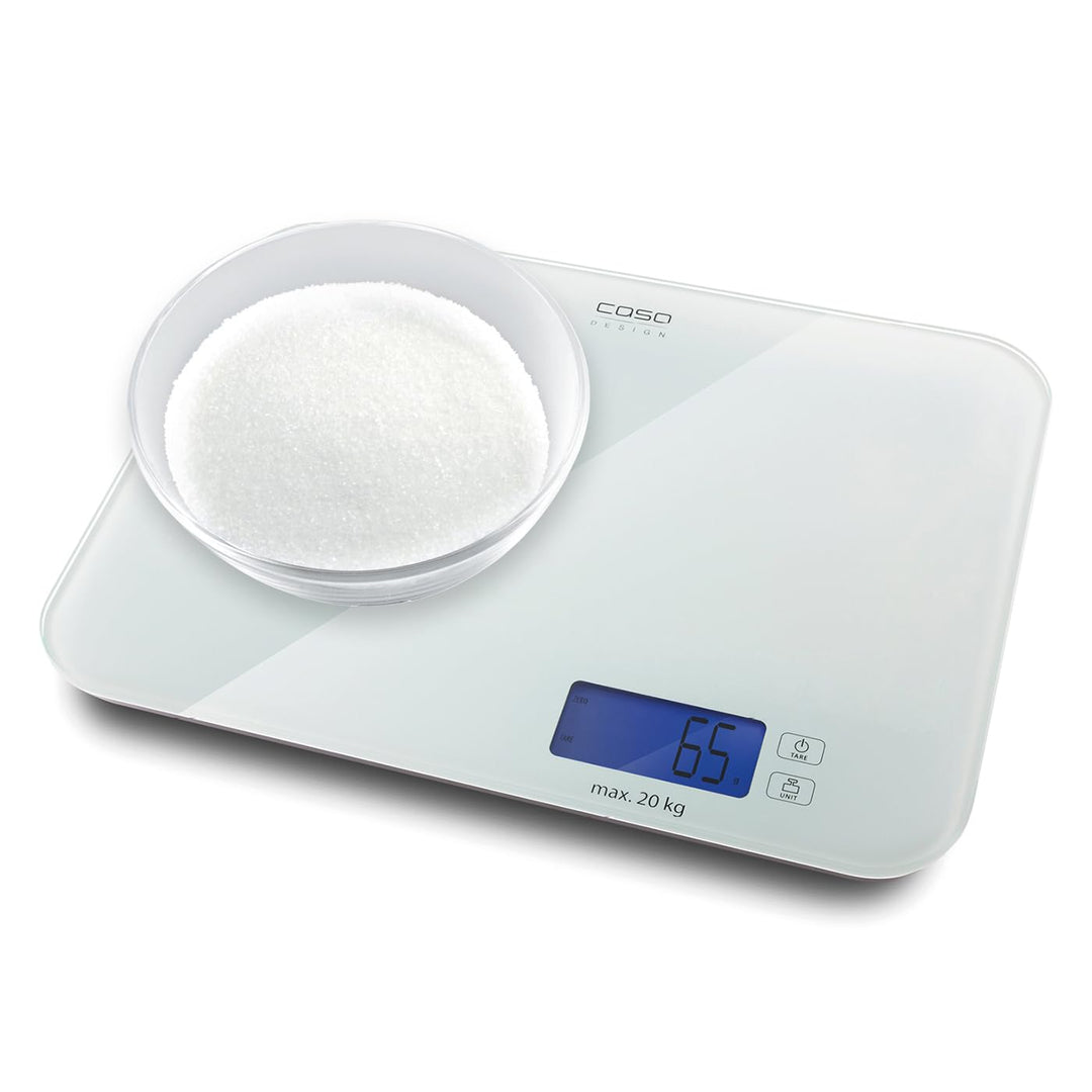 CASO LX 20 - Design Küchenwaage, Testsieger Haus & Garten Wiegeskala bis maximal 20 kg, wertige Glas