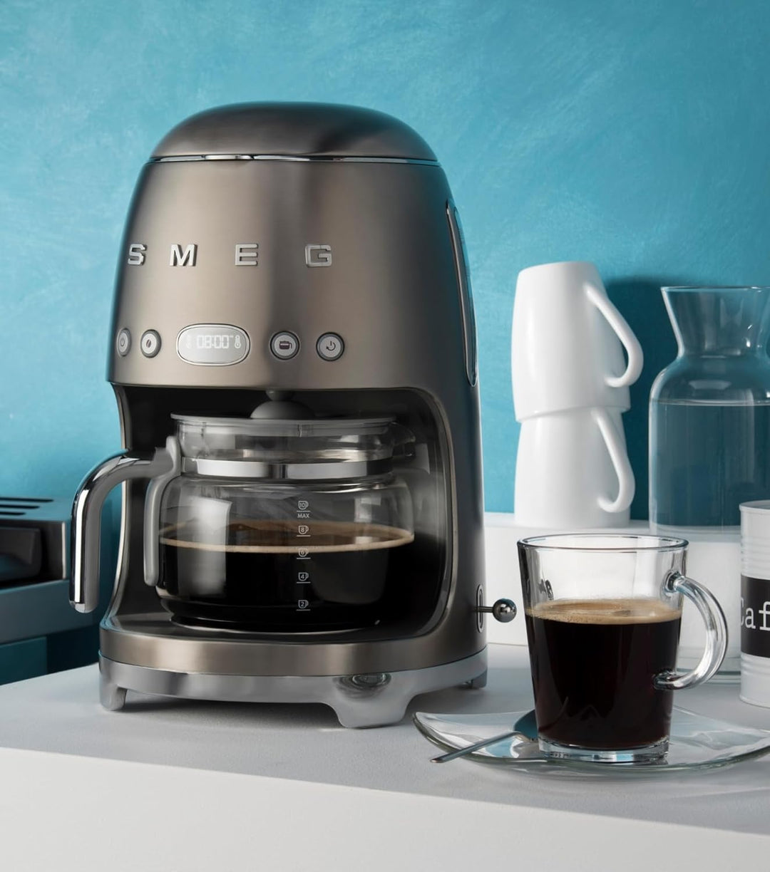 SMEG - Máquina de Café de Filtro, Anni 50, Preto mate DCF02BLMEU Mattschwarz, Mattschwarz