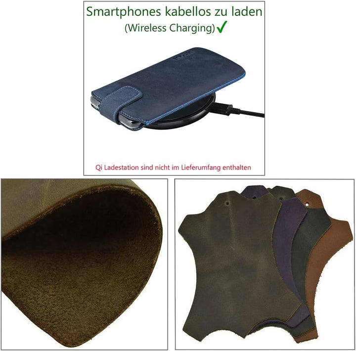 Suncase Leder Tasche kompatibel mit iPhone 16 Pro (6,3 Zoll) Hülle mit ZUSÄTZLICHER Transparent Case