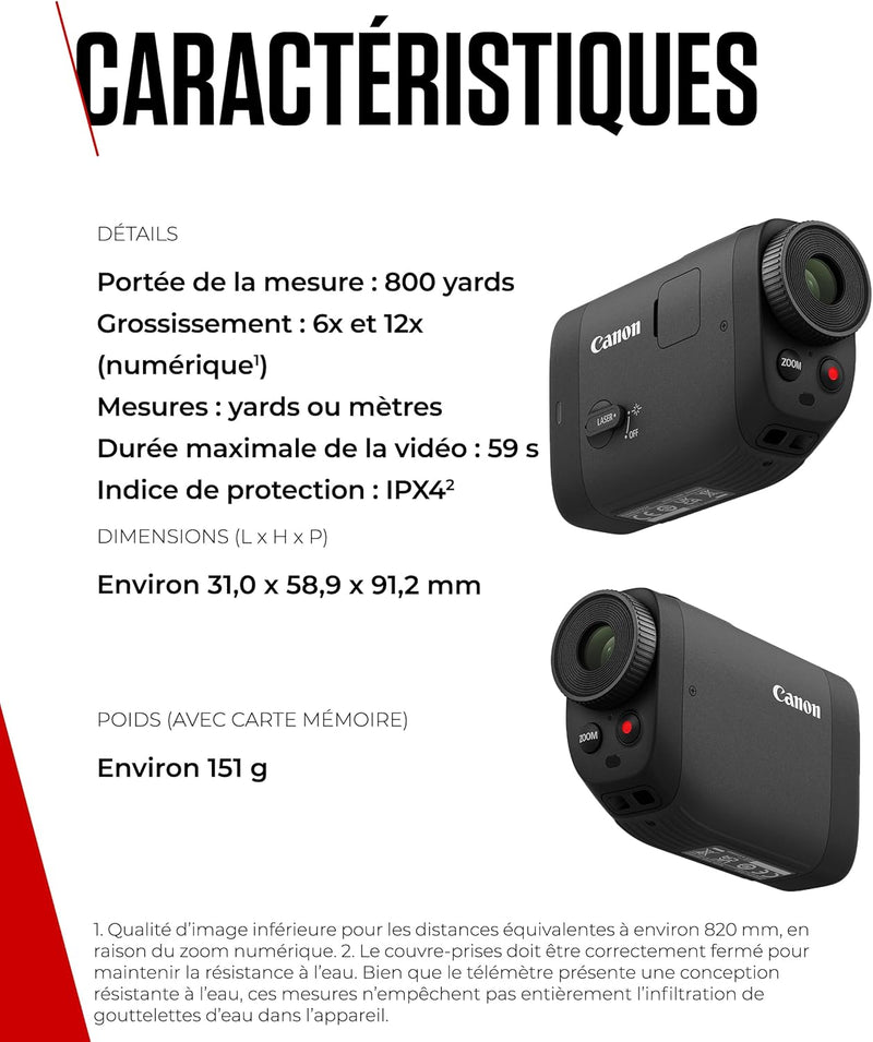 Canon PowerShot Golf-Entfernungsmesser - Rangefinder mit Flag-Lock & Slope Modus an/aus (12x Digital