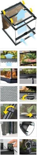 Exo Terra Terrarium aus Glas, mit einzigartiger Front Belüftung, 30 x 30 x 45cm schwarz 30x30x45cm,