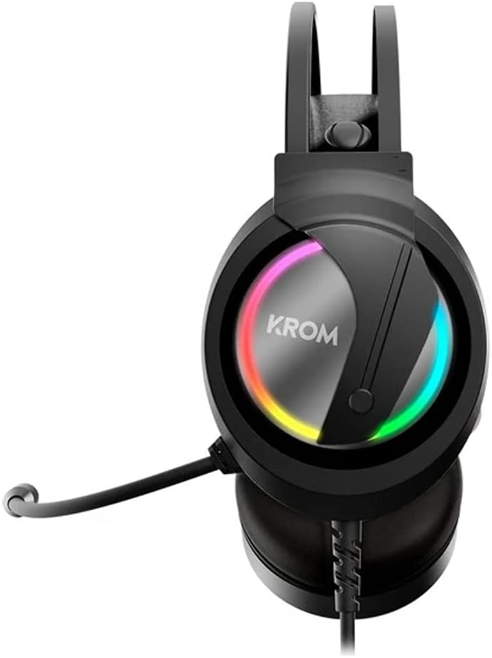 KROM KAPPA - Gaming Headset mit Mikrofon, Stereo Sound RGB LED Regenbogen, 50mm Lautsprecher, verste