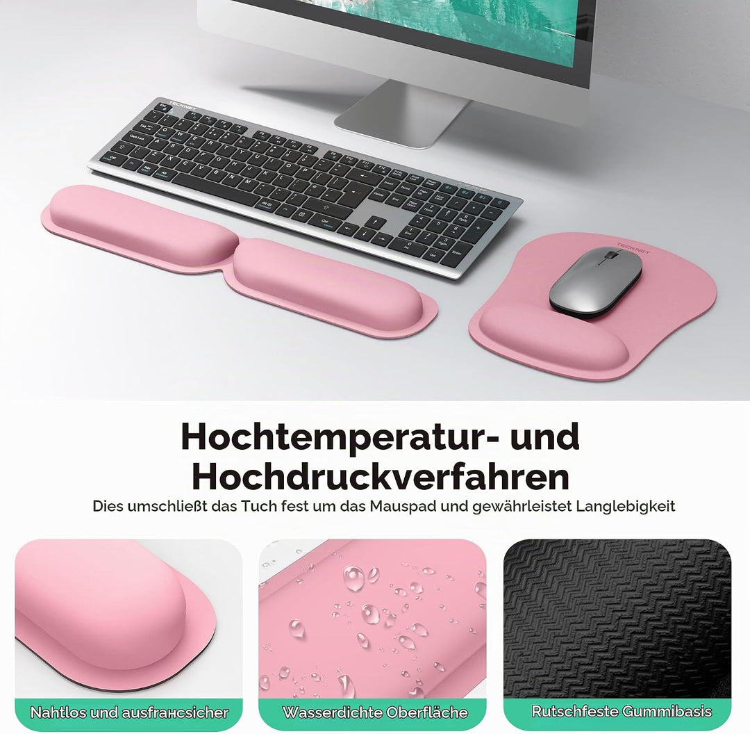 TECKNET Mauspad mit Handauflage, Gelkissen Mousepad und Tastatur Handgelenkauflage Set aus ergonomis