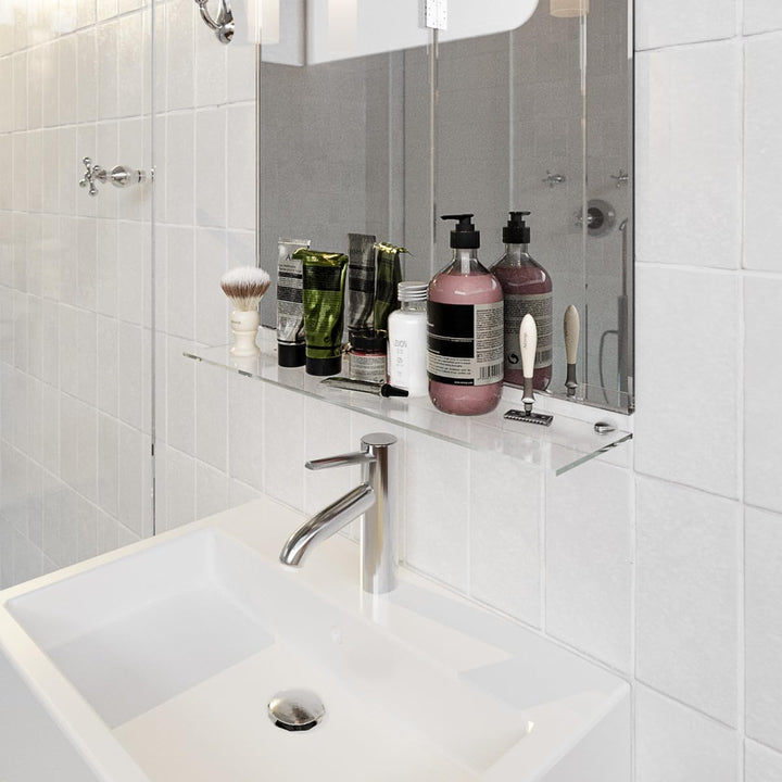 Euro Tische Glas Wandregal 70x17.8cm Badregal - Glas Regal für Badezimmer in verschiedenen Grössen -