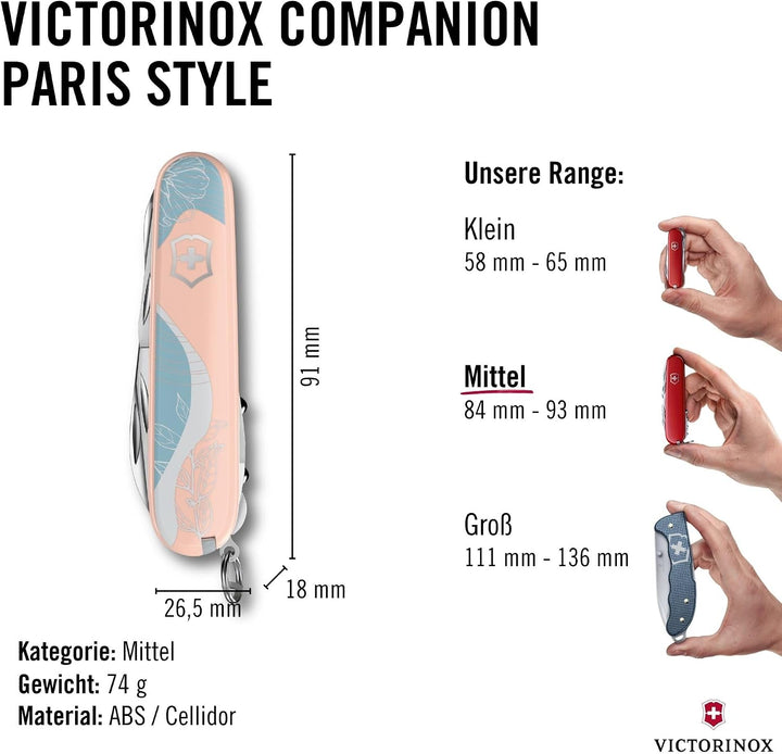 Victorinox Taschenmesser Companion, 16 Funktionen, Swiss Made, Multitool für Frauen, Inkl. Geschenkb