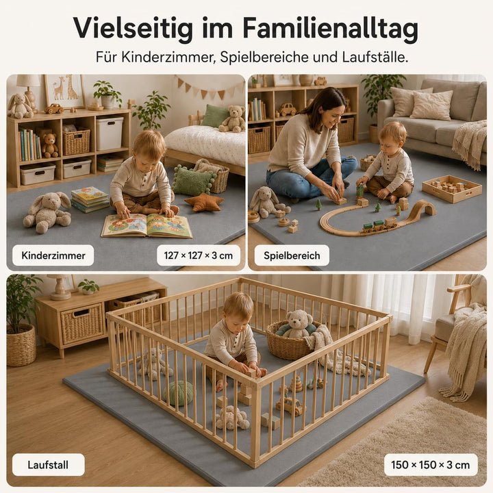 jxgzyy Krabbelmatte Baby 127 × 127 cm, 3 cm dick | Abwischbare PU-Seite und ultraweiche Kurzplüschse