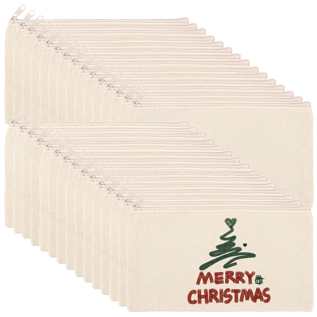 JMIATRY 30 Stück DIY Blanko Stoffbeutel Mit Reissverschluss Beige, 12 x 21cm Klein Stoffbeutel Zum B