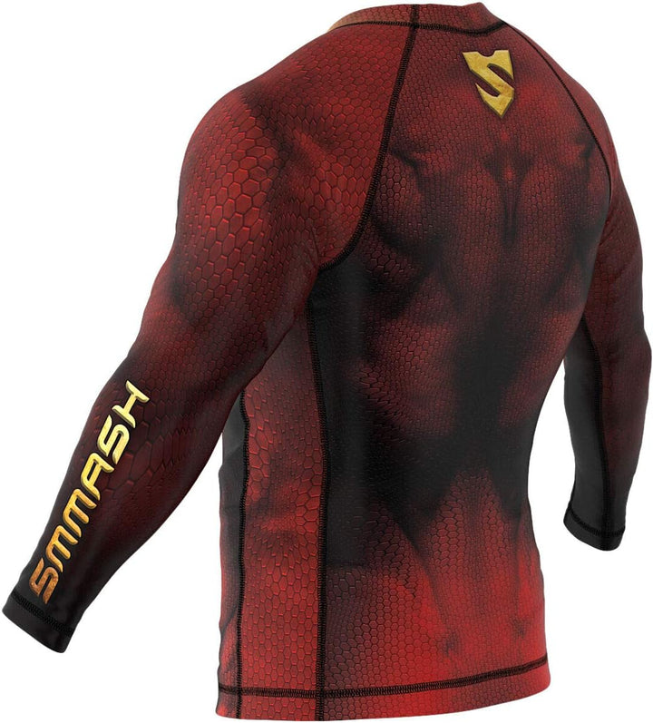 SMMASH Funktionsshirt Herren Rashguard Langarm Sportshirt MMA Thaibox Muay Thai Kickboxen Atmungsakt