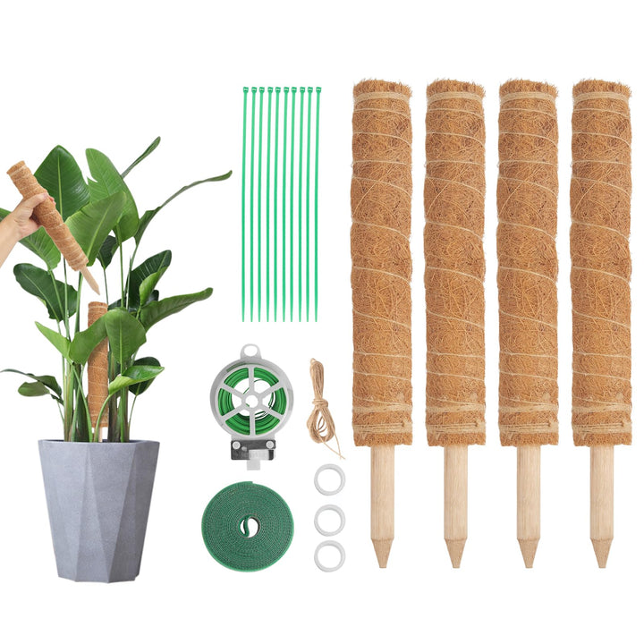 4 Stück Moosstab für Monstera, 40cm Monstera Rankhilfe mit Pflanzen Zubehör, VerläNgerbar Up To160cm