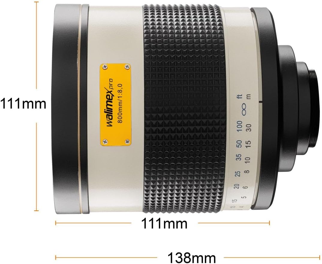 Walimex Pro 800mm 1:8,0 CSC Spiegelobjektiv für Fuji X Objektivbajonett weiss (manueller Fokus, für