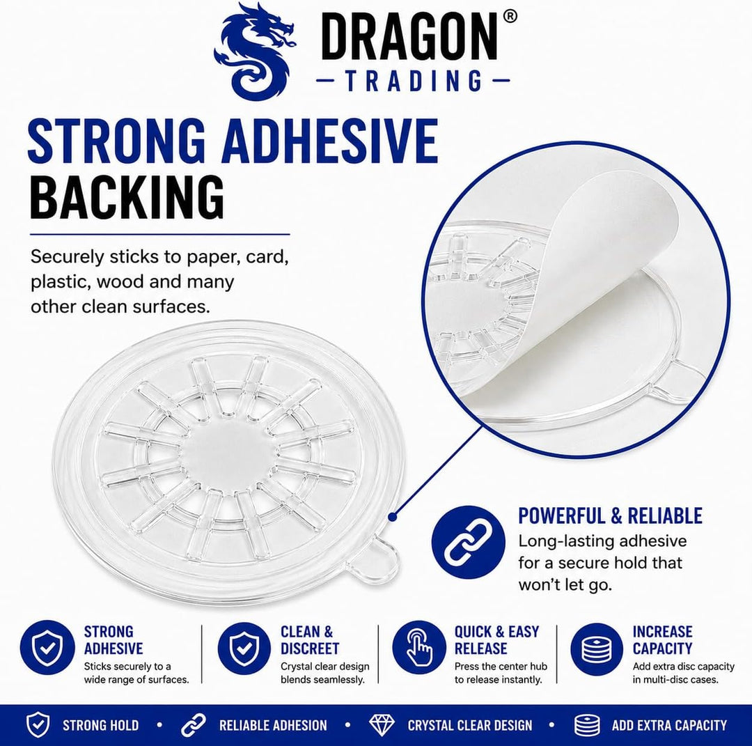 DragonTrading® CD-Hub mit selbstklebender Rückseite, transparent, 100 Stück
