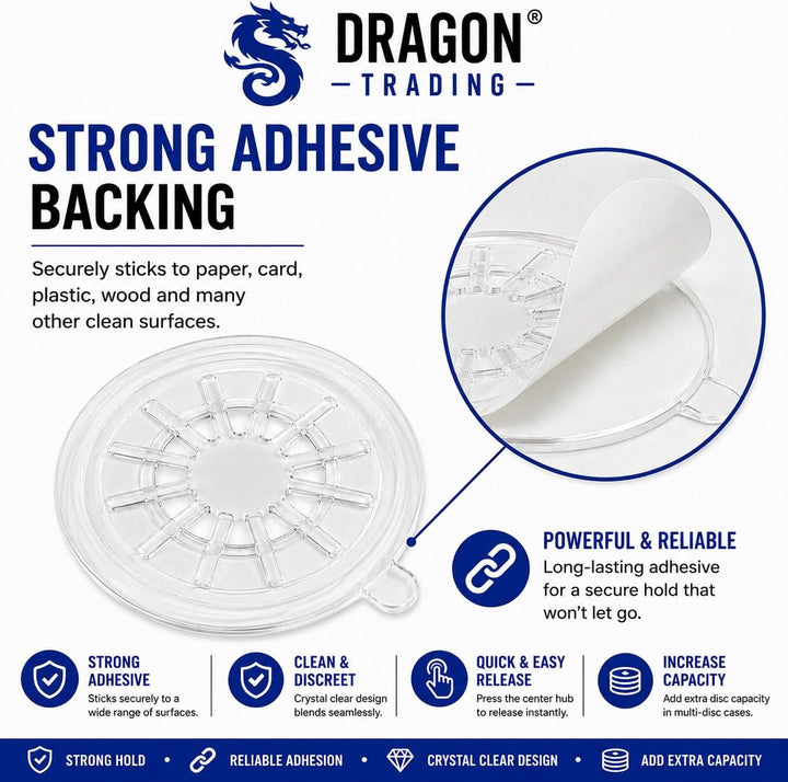 DragonTrading® CD-Hub mit selbstklebender Rückseite, transparent, 100 Stück