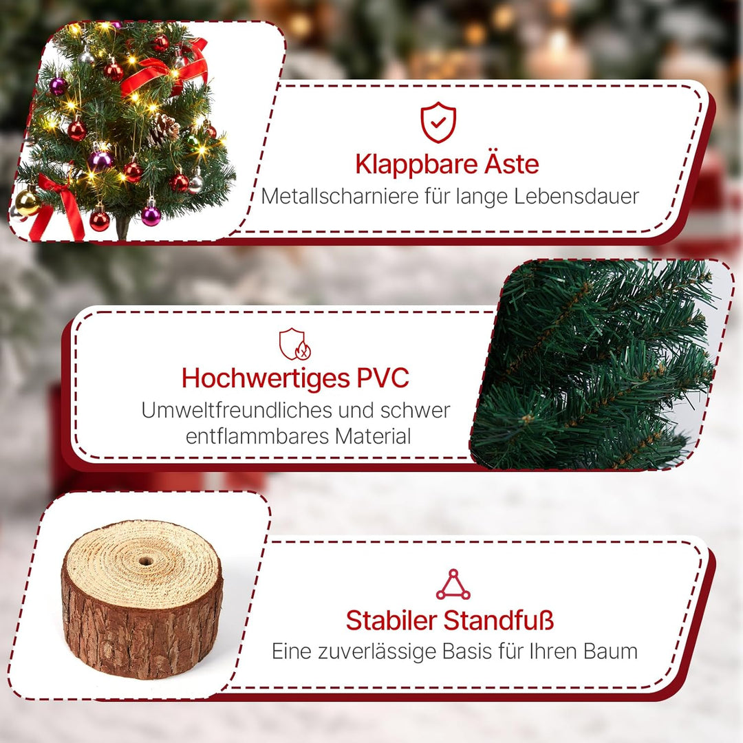 HAUSPROFI Weihnachtsbaum Künstlich LED 60CM, Mini Tannenbaum Künstlich mit Aufkleber/Lichterketten/2