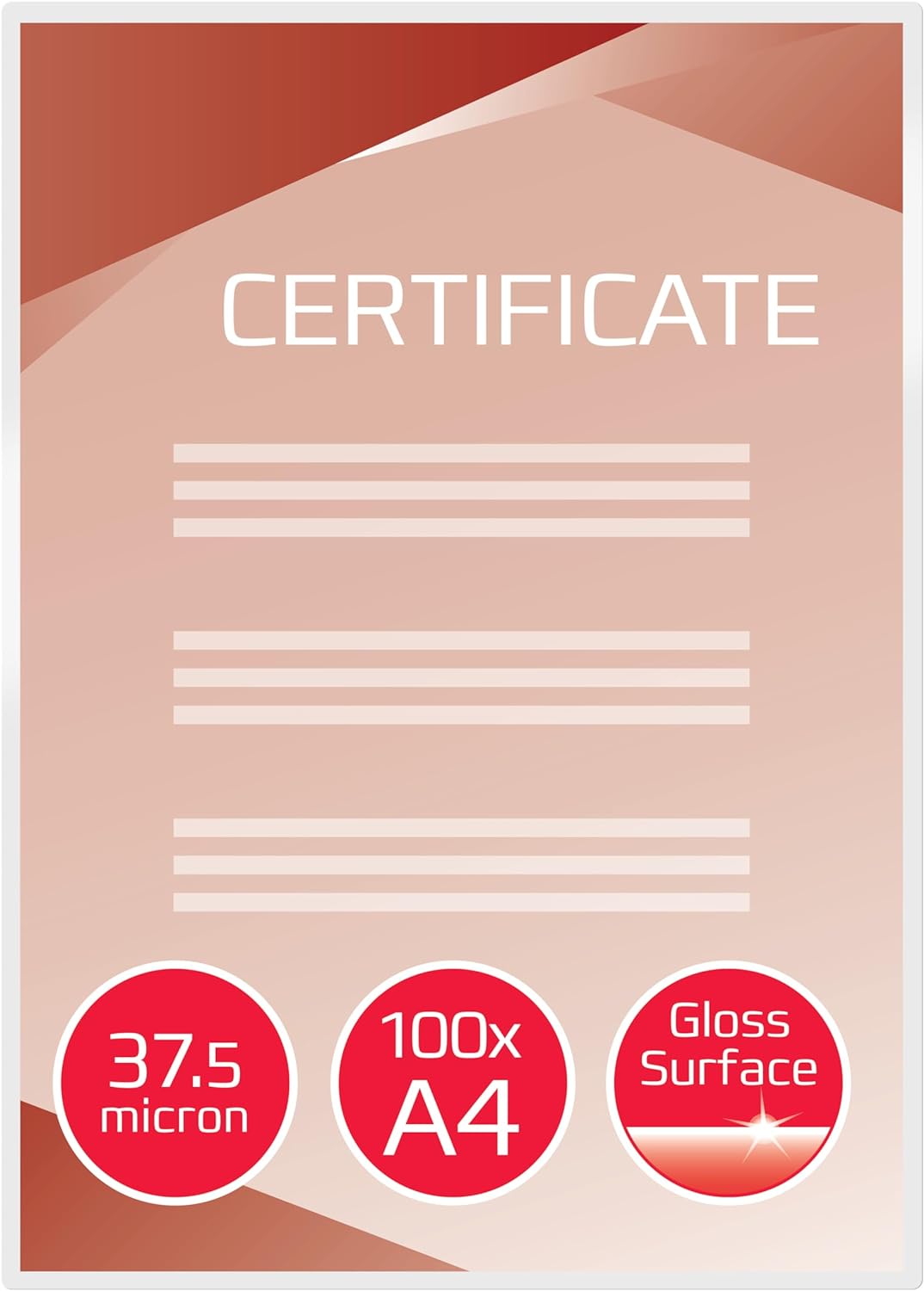 GBC Laminierfolien A4, Extra dünn, 2 x 37,5 mic, Robuste Laminiertaschen im 100er Pack, Glänzend, Tr