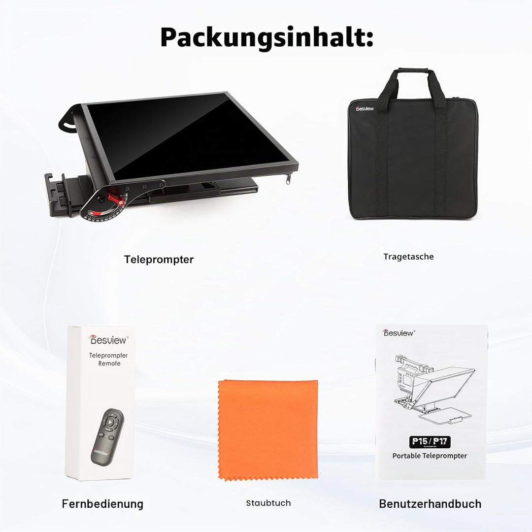 Desview P15 Aluminiumlegierung Hebbarer Teleprompter, 15 Zoll Prompter für iPad Tablet Smartphone DS