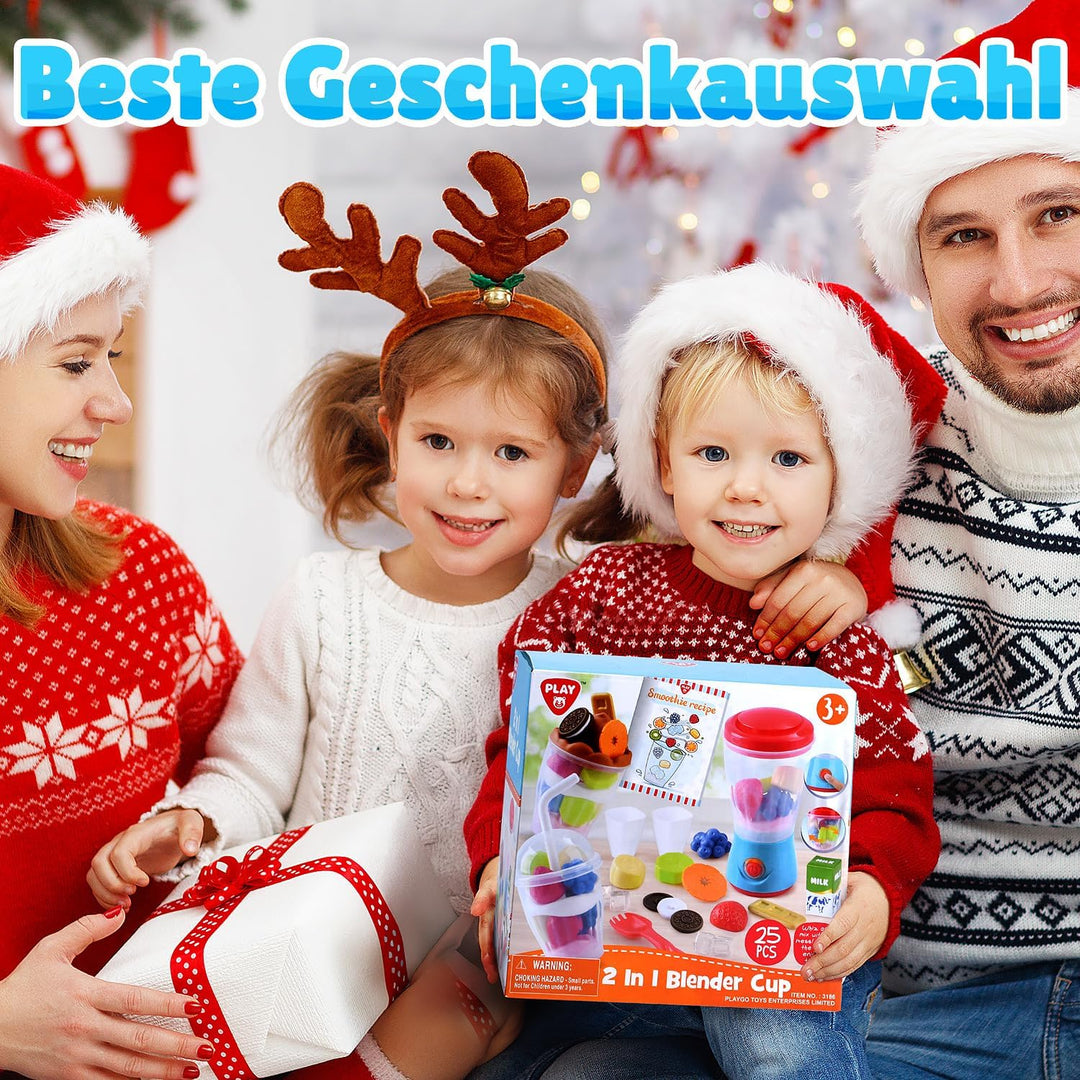 PLAY Smoothie Mixer für Kinder, Kinderküche Zubehör Set mit Mixer, Lebensmittel Spielzeug, Realistis