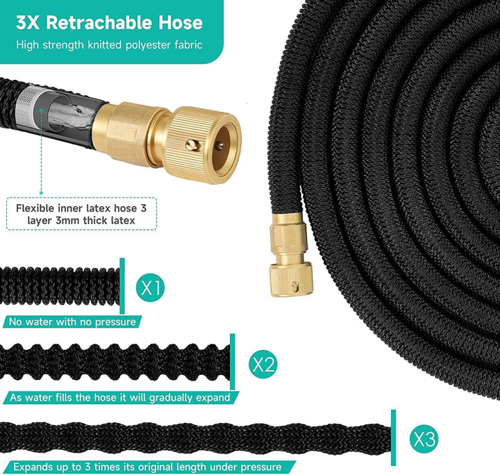 Flexibler Gartenschlauch mit 8 Funktion Garten Handbrause Flexibel 3/4 Zoll & 1/2 Schlauchhaken Aufb