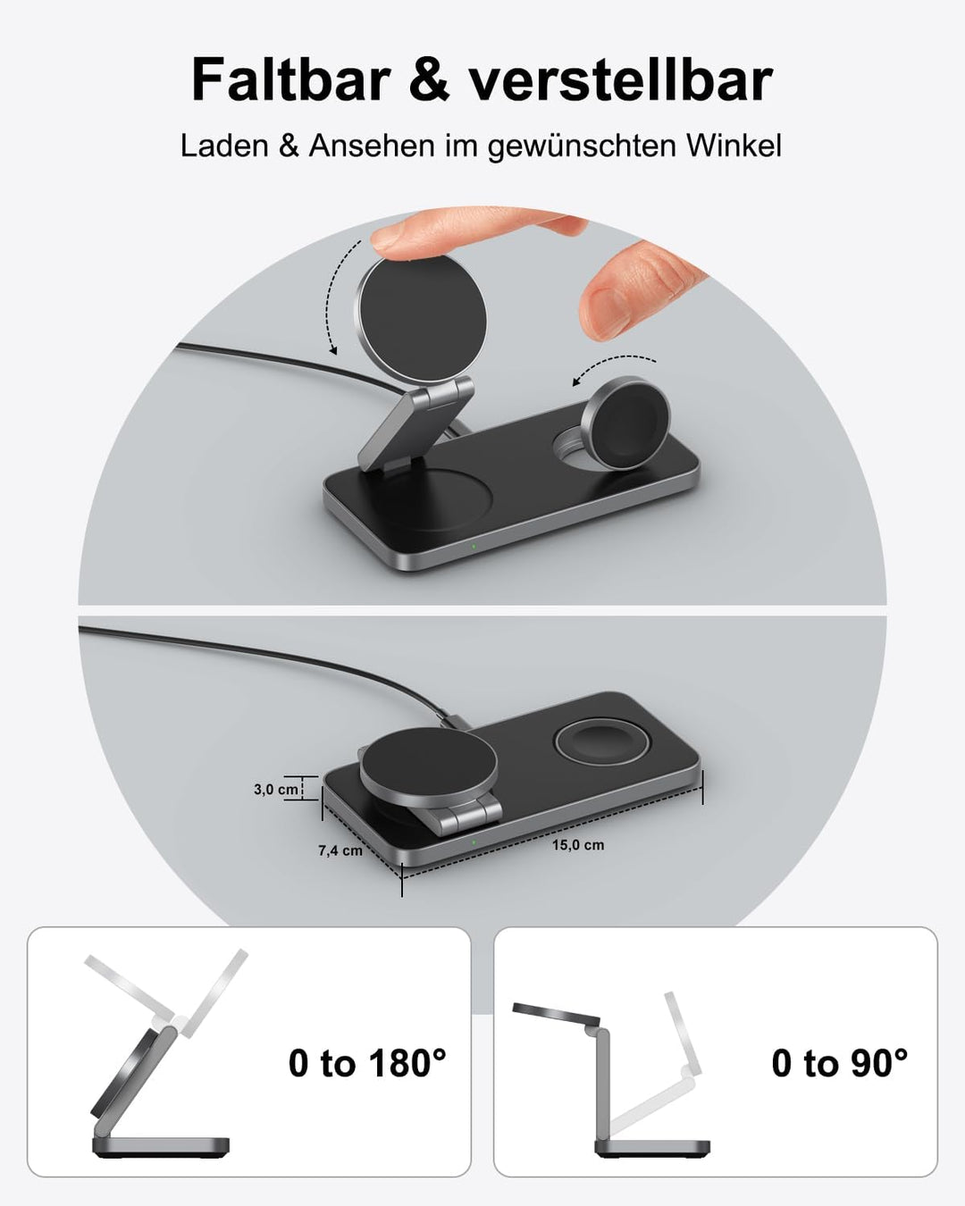 3-in-1 Ladestation für Samsung, Faltbar Kabelloser Ladegerät für Galaxy S26/S25/S24/S23/Z Fold/Flip