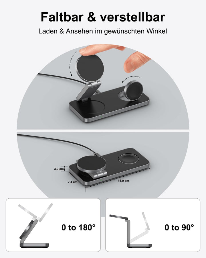 3-in-1 Ladestation für Samsung, Faltbar Kabelloser Ladegerät für Galaxy S26/S25/S24/S23/Z Fold/Flip