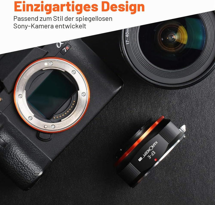 K&F Concept M12105 EOS-NEX Hochpräziser Manueller Objektivadapter Canon EOS an Sony Adapter Ring für