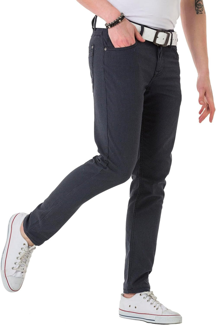 Cipo & Baxx Herren Jeans & Freizeithose | Used Look, Ziernähte, Logo Stickerei, Kontrastnähten, Bike