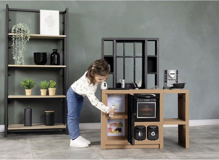 Smoby - Spielküche Loft - Kinderküche ab 3 Jahre im Industrial-Look (74x29,2x95,7 cm) - Küchenspielz