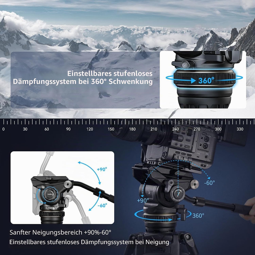 SMALLRIG AD-120 FreeBlazer Carbonfaser Videostativ Kit, 77" Videostativ mit 6 Stufigem Gegengewicht,