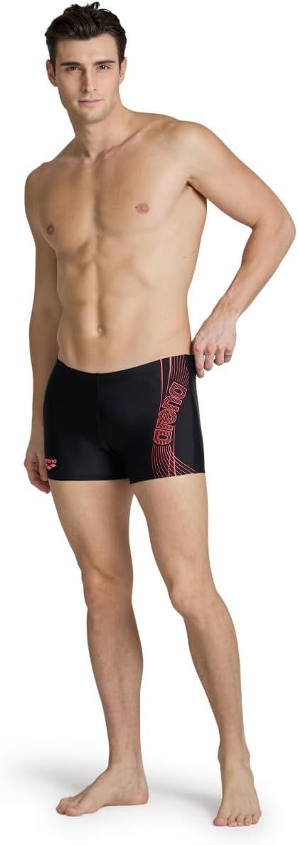 ARENA Herren Men's Dreamy Swim Short Swim Trunks (1er Pack) 44 Black-fluo Red, 44 Black-fluo Red