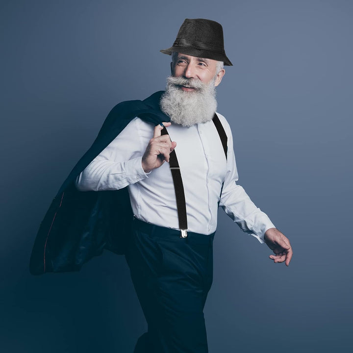 Blulu 1920er Herren Zubehör Gatsby Gangster Kleidung Kostüm Cosplay Outfit mit Weste Fedora Hut Tasc