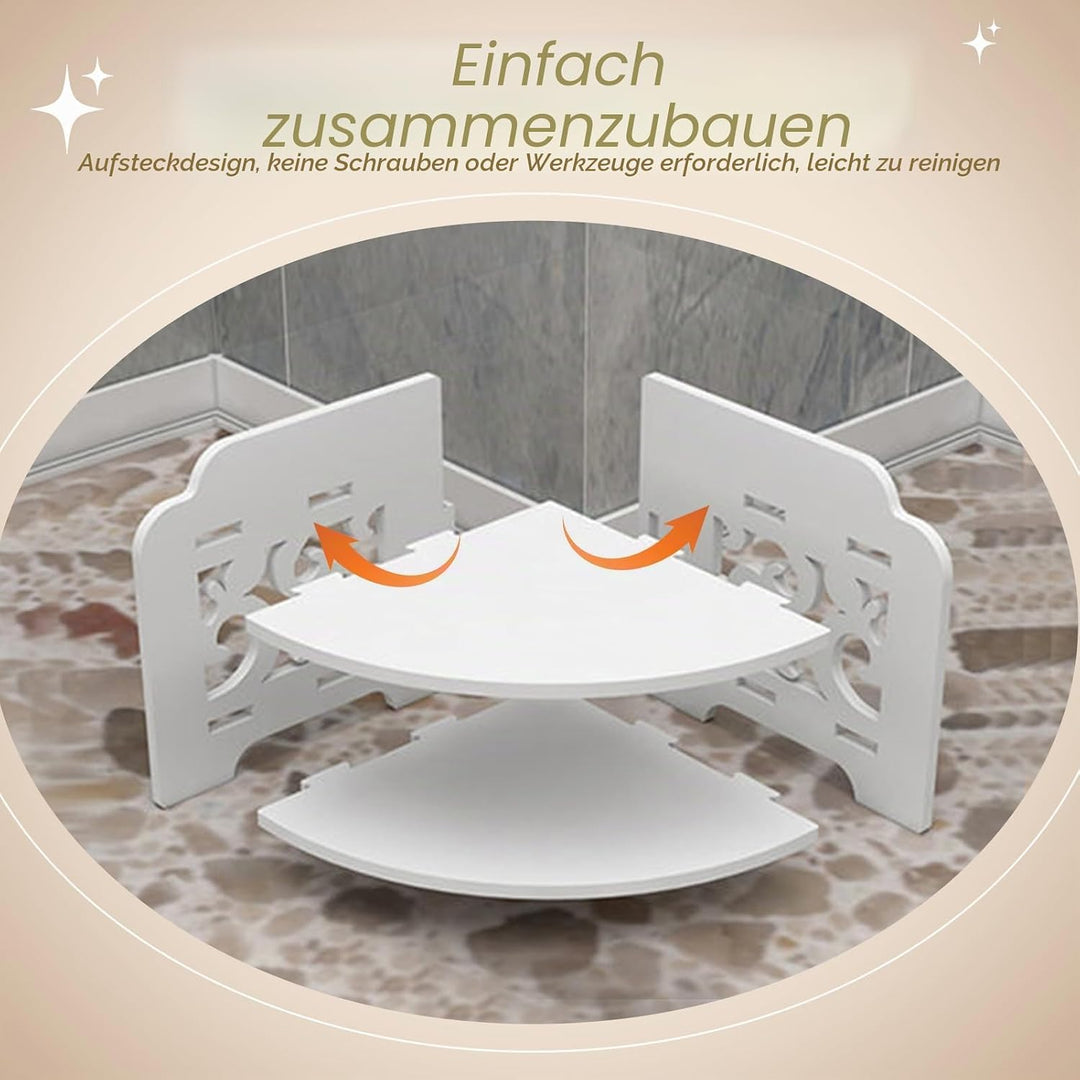 HERCHR 3-stöckiger Eckregal freistehend aus PVC, schraubenlose Montage Eckablage für Bad Dusche Küch